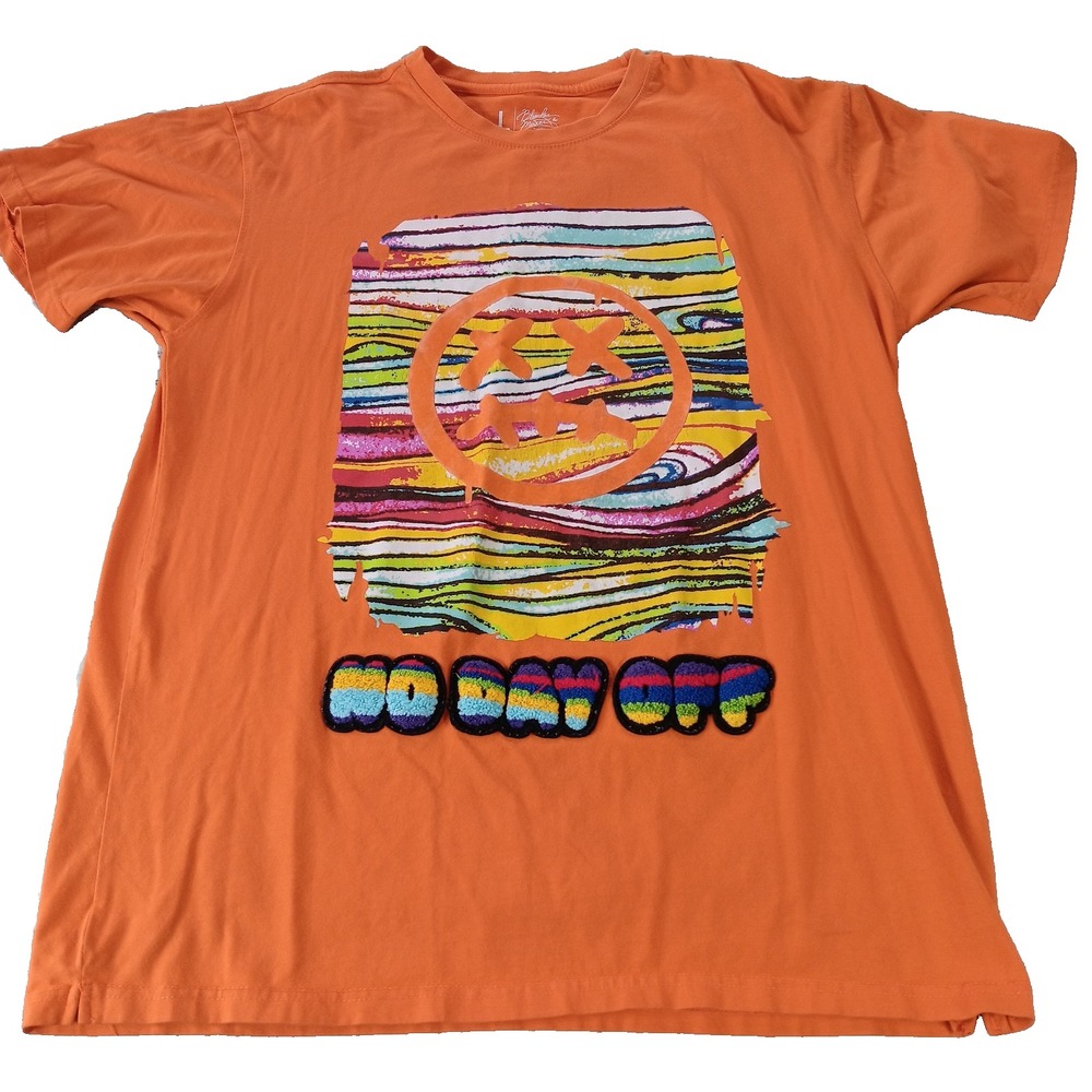 Bleecker & Mercer No Day Off Graphic T Shirt Large L Men's‎ Orange